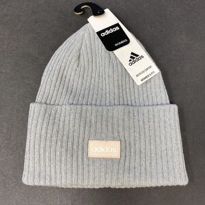 Adidas Winter Stocking Hat Adult Womens Cap Beanie Knit, Cuff off Fold Grey Pink